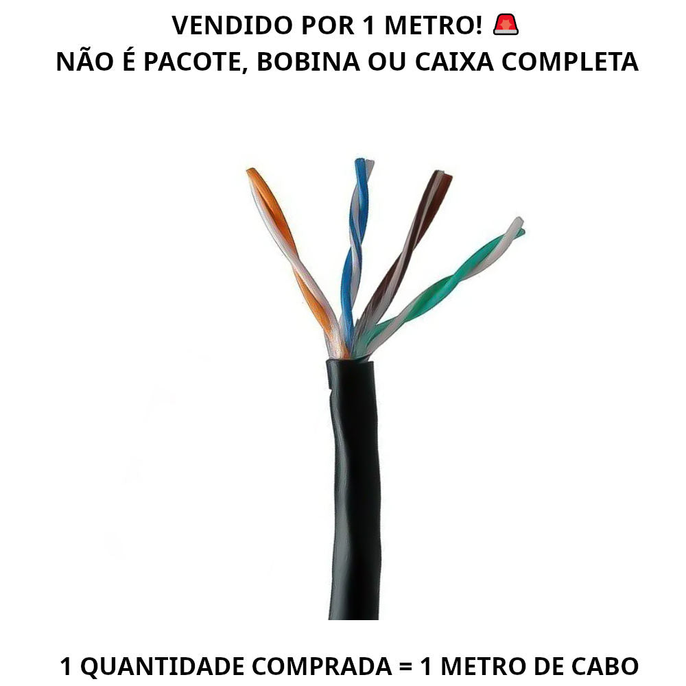 Metro de Cabo de Rede UTP Cat5e 23AWG Preto – MK2 VO6 Tecno (Venda por Metro)